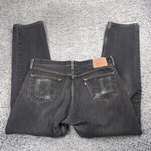 Levi's 501 Jeans Men 38x36 Black Straight Leg Rocker Denim Grunge Distressed